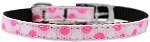 Confetti Dots Nylon Dog Collar with classic buckle 3/8" Light Pink Size 10