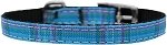 Plaid Nylon Dog Collar with classic buckle 3/8" Blue Size 10