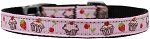 Cupcakes Nylon Dog Collar with classic buckle 3/8" Light Pink Size 8