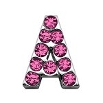 3/4" (18mm) Pink Letter Sliding Charms A 3/4 (18mm)