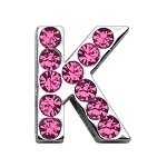 3/4" (18mm) Pink Letter Sliding Charms K 3/4 (18mm)