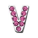 3/4" (18mm) Pink Letter Sliding Charms V 3/4 (18mm)