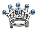 3/8" Slider Crystal Crown Charm Blue 3/8"