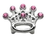 3/8" Slider Crystal Crown Charm Pink 3/8"