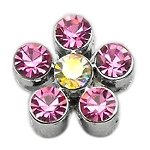 3/8" Slider Flower Charm Pink 3/8