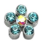 3/8" Slider Flower Charm Turquoise 3/8