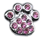 3/8" Slider Paw Charm Pink 3/8"
