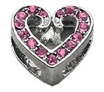 3/8" Slider Scripty Heart Charm Pink 3/8"