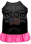 Classic America Rhinestone Dress Black with Bright Pink Med (12)