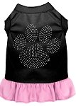 Rhinestone Clear Paw Dress Black with Light Pink Lg (14)