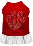 Rhinestone Clear Paw Dress Red with White Lg (14)
