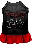 Rhinestone Naughty but in a nice way Dress Black with Red Lg (14)