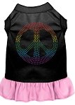 Rhinestone Rainbow Peace Dress Black with Light Pink Lg (14)
