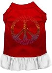 Rhinestone Rainbow Peace Dress Red with White Lg (14)