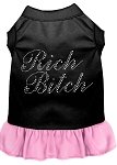 Rhinestone Rich Bitch Dress Black with Light Pink Lg (14)