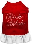 Rhinestone Rich Bitch Dress Red with White Lg (14)