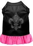 Silver Fleur de Lis Rhinestone Dress Black with Bright Pink Med (12)