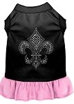 Silver Fleur de Lis Rhinestone Dress Black with Light Pink Lg (14)