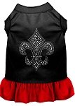 Silver Fleur de Lis Rhinestone Dress Black with Red Lg (14)