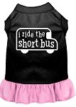 I ride the short bus Screen Print Dress Black with Light Pink Lg (14)