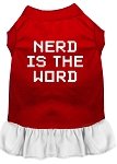 Nerd is the Word Screen Print Dress Red with White Lg (14)