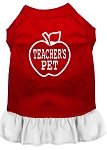 Teachers Pet Screen Print Dress Red with White Lg (14)