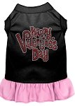 Happy Valentines Day Rhinestone Dress Black with Light Pink Lg (14)