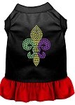 Mardi Gras Fleur De Lis Rhinestone Dress Black with Red Lg (14)