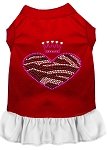 Zebra Heart Rhinestone Dress Red with White Lg (14)