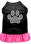 Chevron Paw Screen Print Dress Black with Bright Pink Med (12)