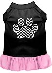 Chevron Paw Screen Print Dress Black with Light Pink Lg (14)