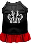 Chevron Paw Screen Print Dress Black with Red Lg (14)