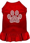 Chevron Paw Screen Print Dress Red 4X (22)
