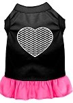 Chevron Heart Screen Print Dress Black with Bright Pink Med (12)