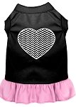 Chevron Heart Screen Print Dress Black with Light Pink Lg (14)