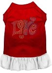 Technicolor Love Rhinestone Pet Dress Red with White Lg (14)