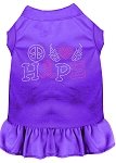 Peace Love Hope Breast Cancer Rhinestone Pet Dress Purple 4X (22)