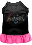 Technicolor Angel Rhinestone Pet Dress Black with Bright Pink Med (12)