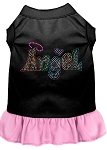 Technicolor Angel Rhinestone Pet Dress Black with Light Pink Lg (14)