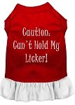 Can't Hold My Licker Screen Print Dress Red with White Lg (14)