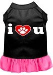 I Heart You Screen Print Dress Black with Bright Pink Med (12)