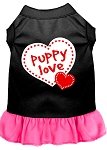 Puppy Love Screen Print Dress Black with Bright Pink Med (12)