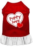 Puppy Love Screen Print Dress Red with White Lg (14)