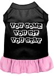 You Come, You Sit, You Stay Screen Print Dress Black with Light Pink Lg (14)