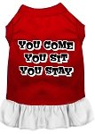 You Come, You Sit, You Stay Screen Print Dress Red with White Lg (14)