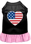 American Flag Heart Screen Print Dress Black with Light Pink Lg (14)
