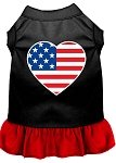 American Flag Heart Screen Print Dress Black with Red Lg (14)