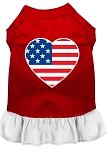 American Flag Heart Screen Print Dress Red with White Lg (14)