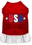 USA Star Screen Print Dress Red with White Lg (14)