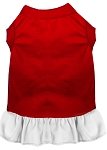 Plain Pet Dress Red with White Lg (14)
